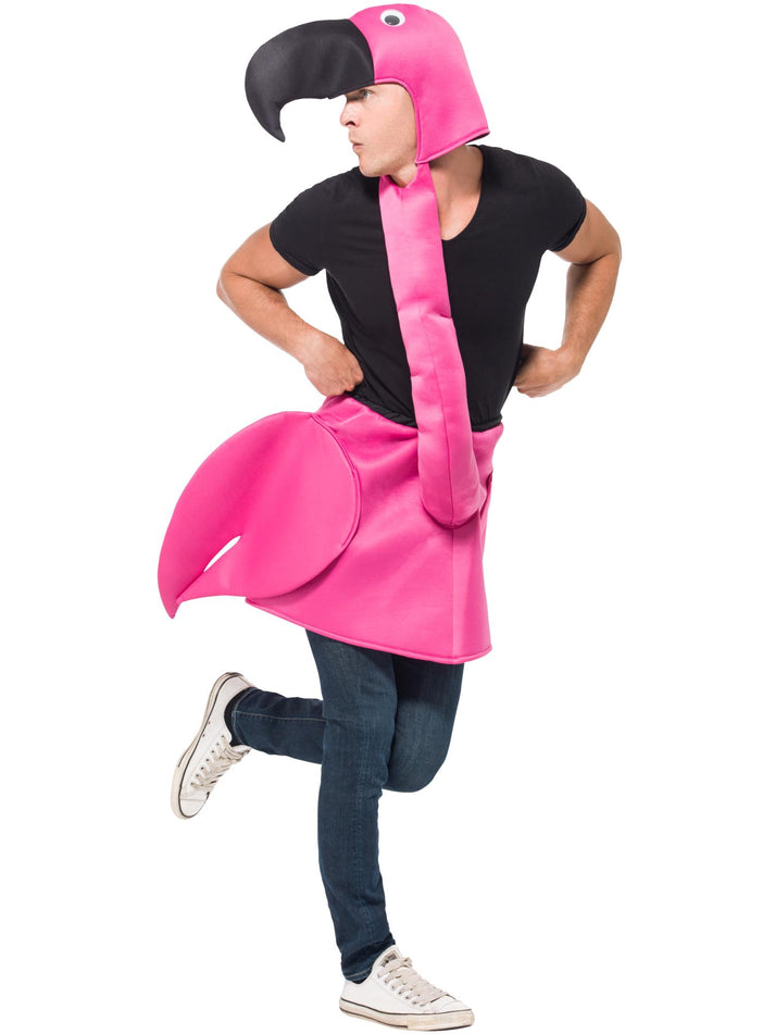 Flamingo Costume Adult One Piece Padded Body with Attached Neck and Hood
