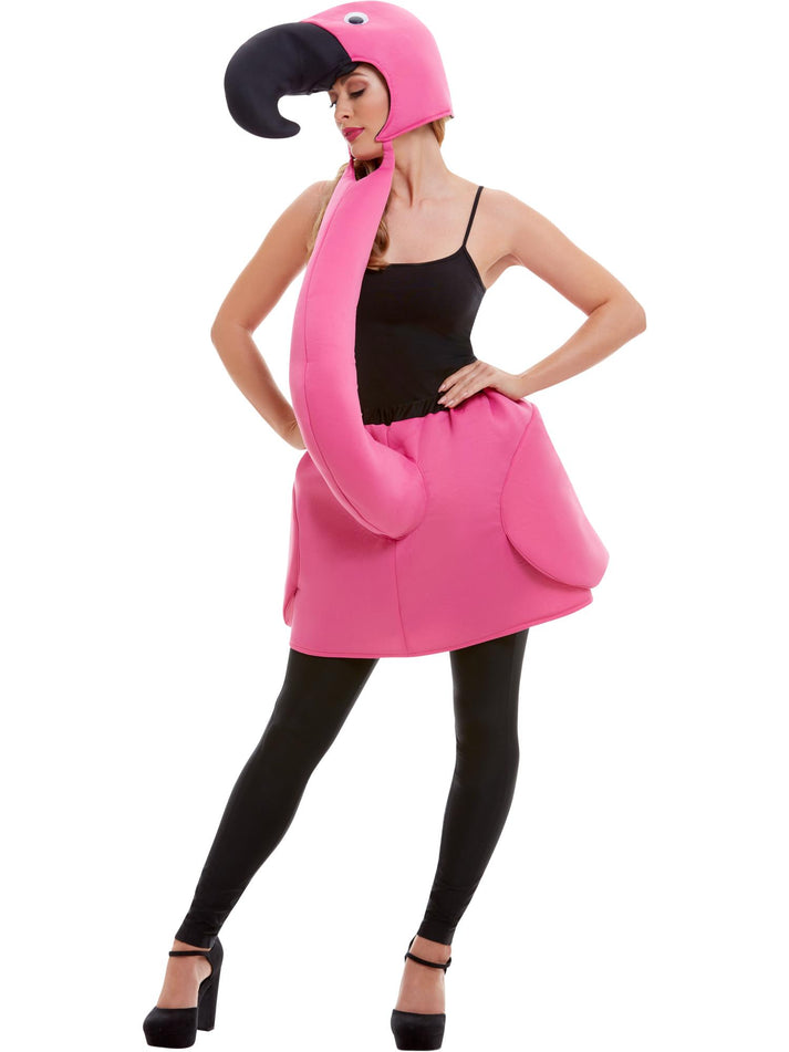 Flamingo Costume Adult One Piece Padded Body with Attached Neck and Hood