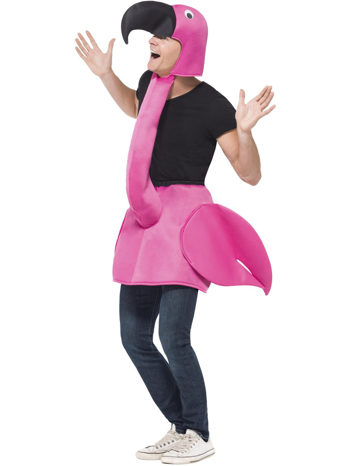 Flamingo Costume Adult One Piece Padded Body with Attached Neck and Hood
