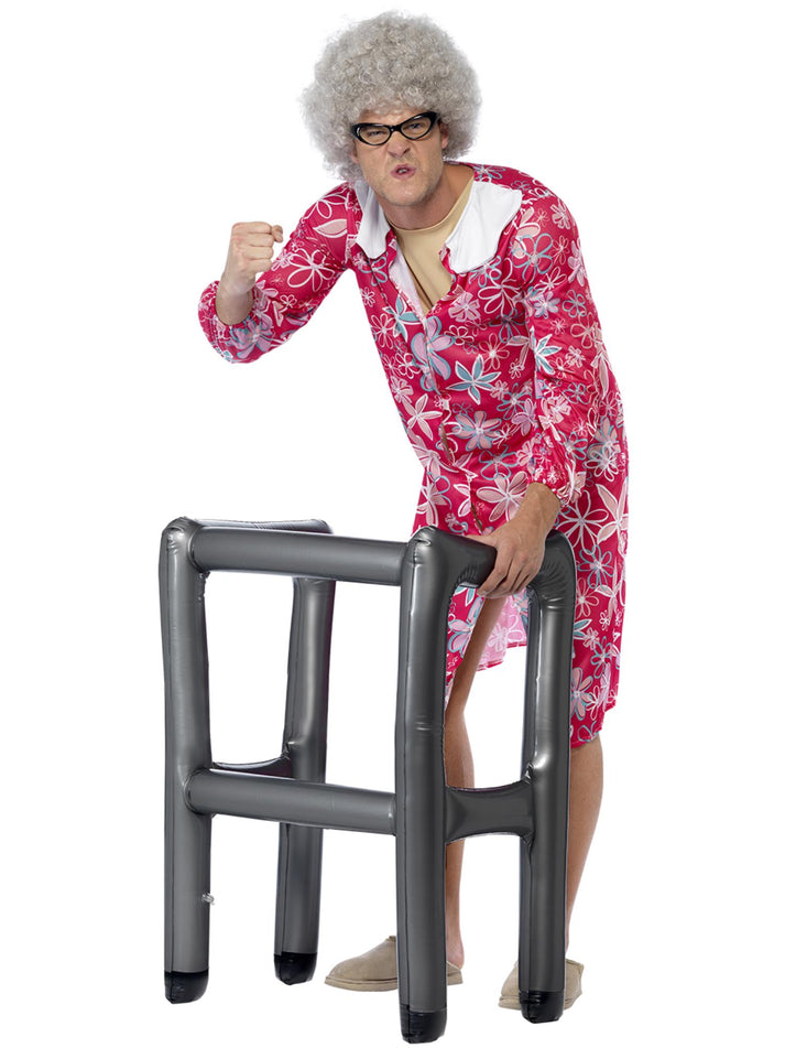 Inflatable Zimmer Frame Adult Silver 84cm Elderly Costume Accessory