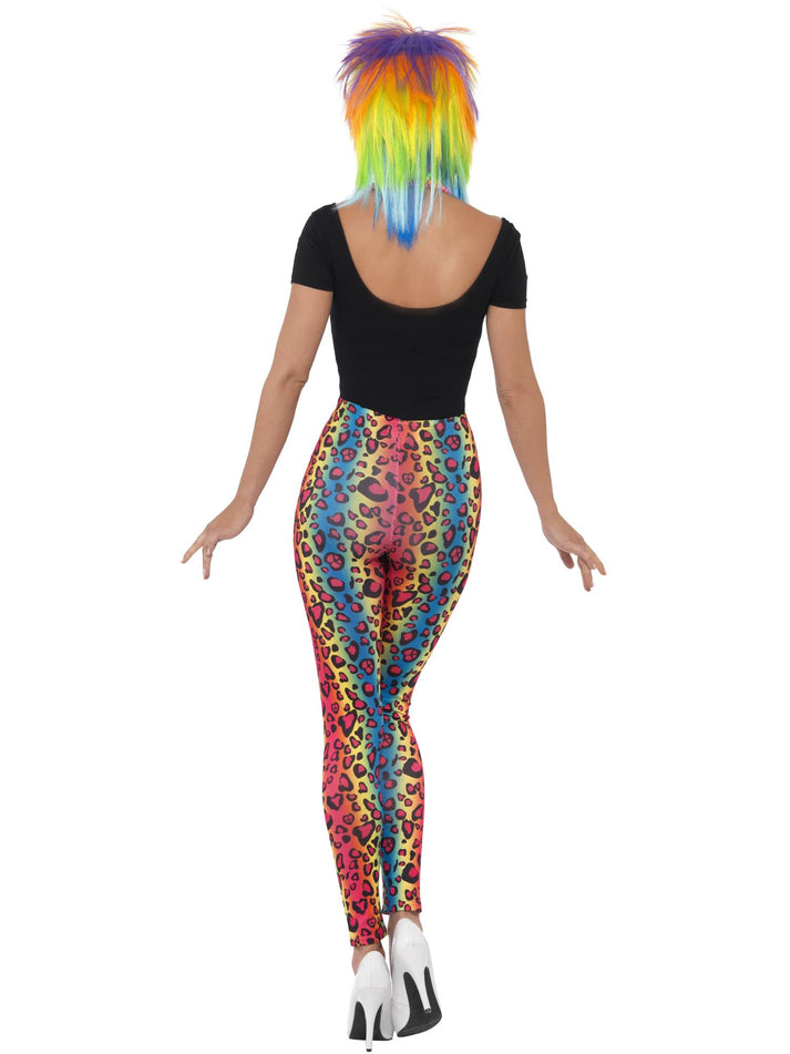 Neon Leopard Print Leggings Adult Multi Coloured 80s Costume Accessory