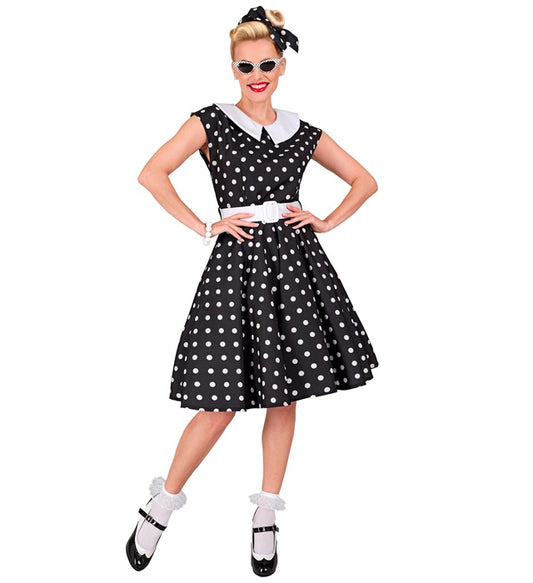 The 50S Rock'N'Roll Fashion Black Dress With Petticoat, Belt, Headband