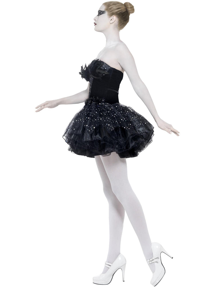 Gothic Swan Masquerade Costume Adult Black Sequin Ballerina Dress