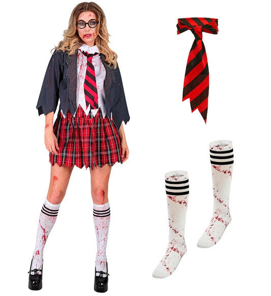 Zombie School Girl Jacket With Shirt, Skirt, Tie, Socks