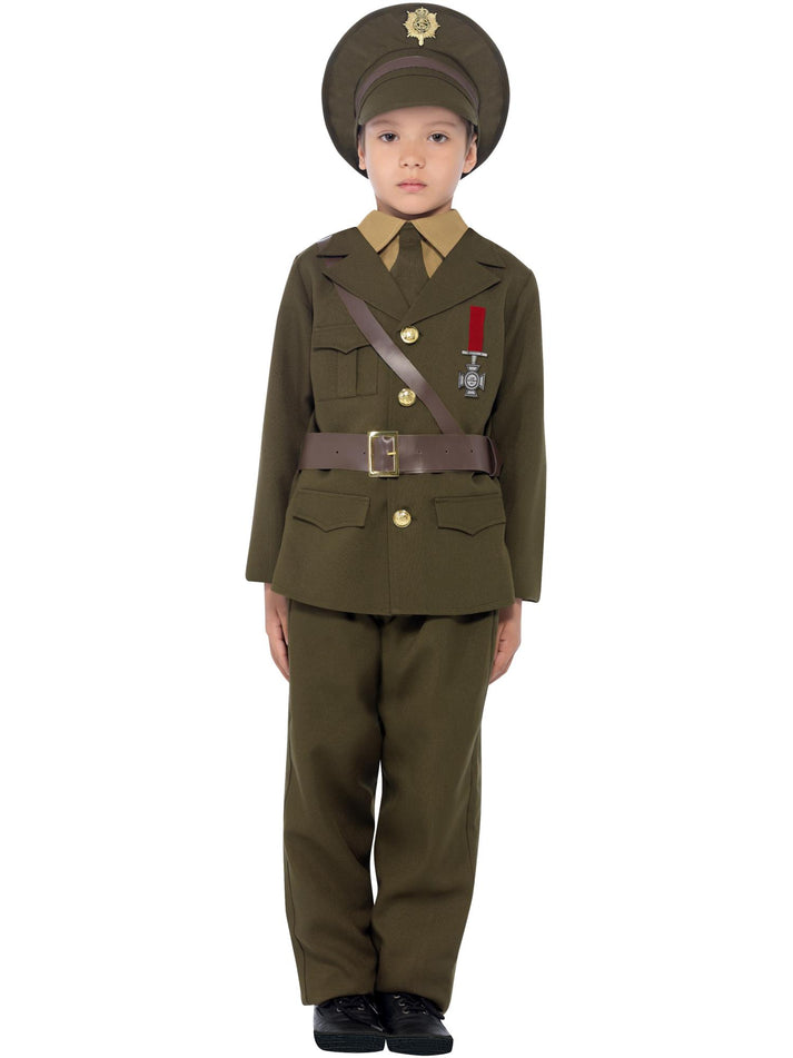 Army Officer Costume Kids Authentic Green Military Dress Uniform