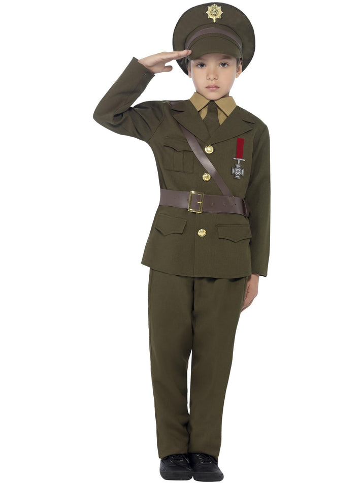 Army Officer Costume Kids Authentic Green Military Dress Uniform