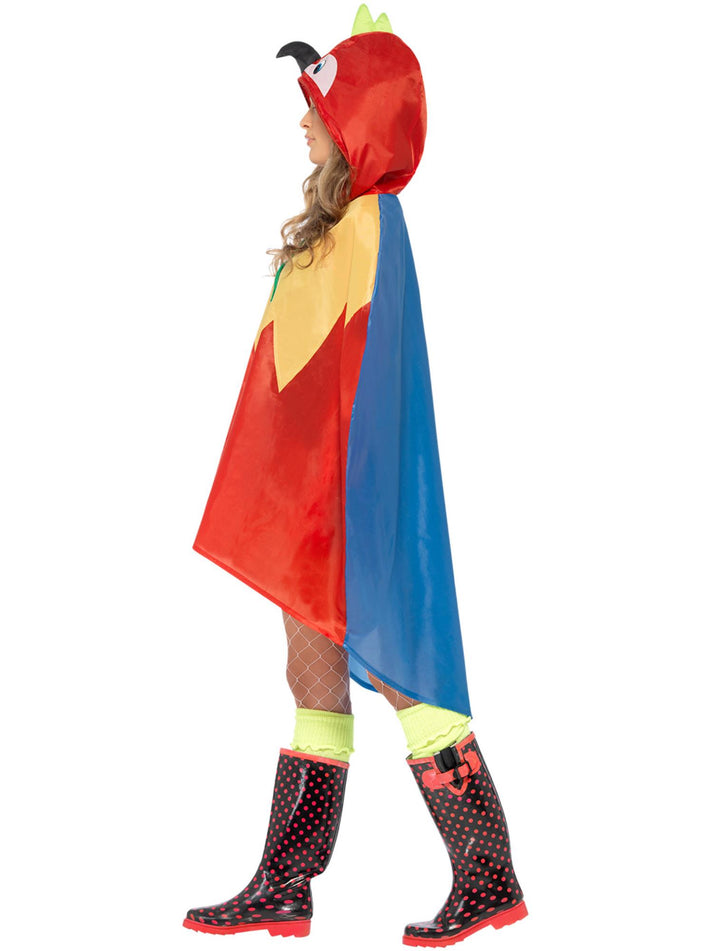 Parrot Party Poncho Adult Red Yellow Shower Resistant Festival Accessory