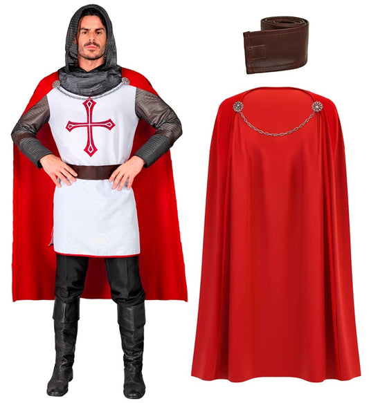 Knight Templar Hooded Tunic, Belt, Cape