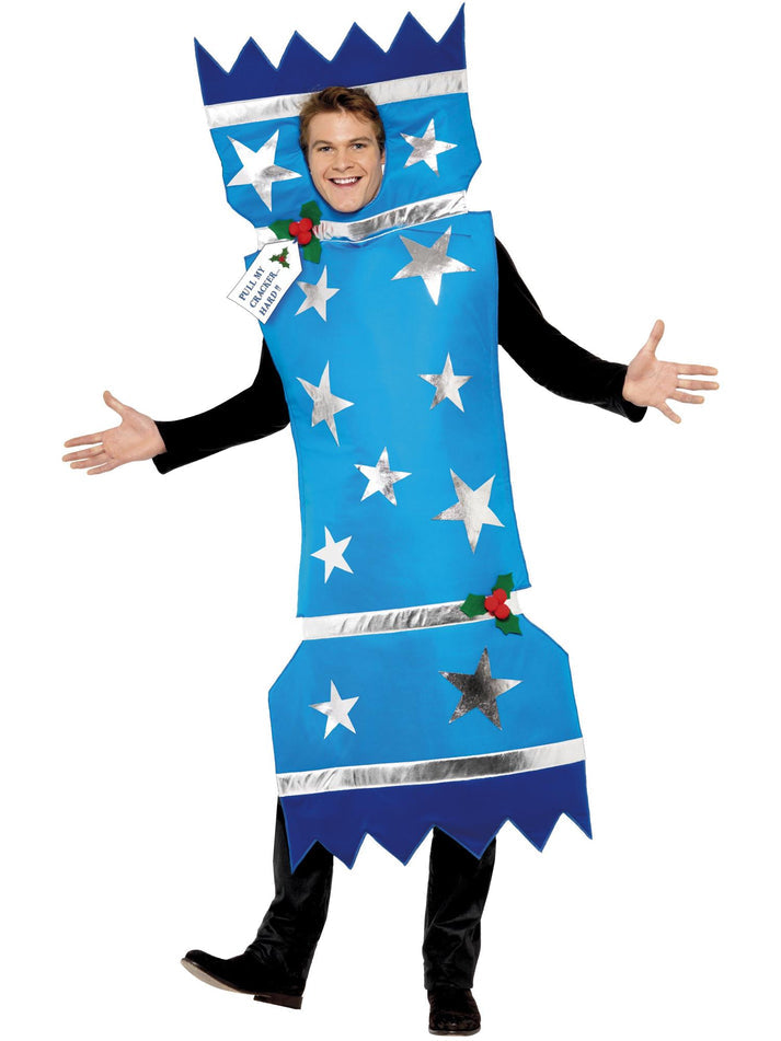Christmas Cracker Costume Adult Blue Tabard Festive Fancy Dress