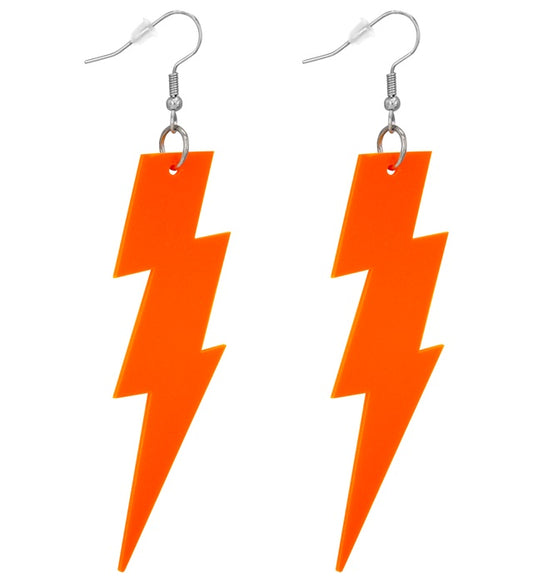 The 80S Neon Orange Thunder Earrings
