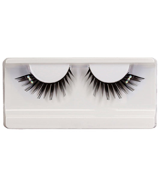 Black Peaked Strass Eyelashes With Glass Bottle Glue