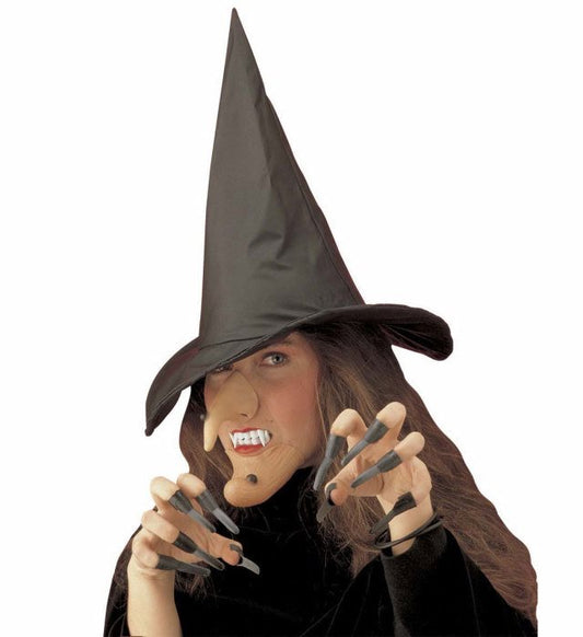 Witch Dress-Up Set Hat, Nose, Chin, Denture, Nails