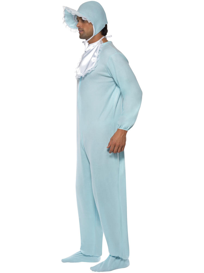 Baby Boy Romper Costume Blue with Fleece Bodysuit Bonnet and Bib