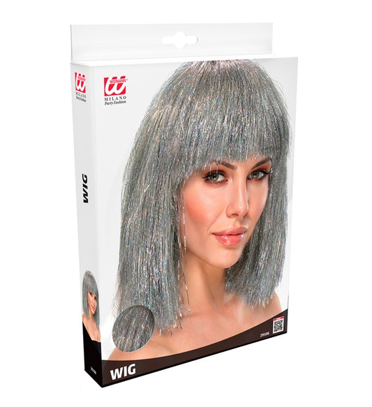 Silver Glitzy Wig In Box