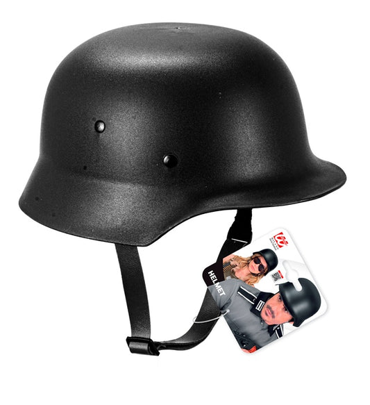 Black Military Helmet Hard Plastic - Adult Size
