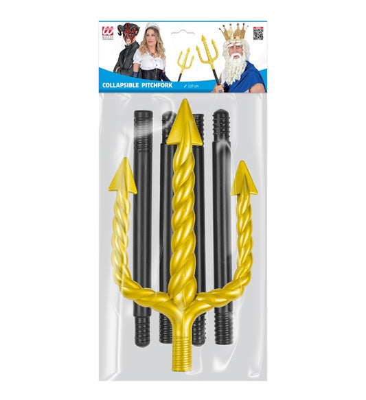 Collapsible Golden Spiral Pitchfork With Black Stick - 137 Cm