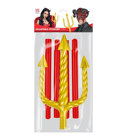 Collapsible Golden Spiral Pitchfork With Red Stick - 137 Cm