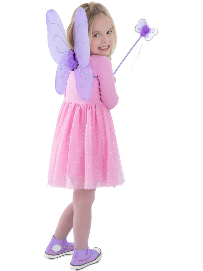 Butterfly Wings and Wand Kids Purple Fantasy Costume Accessory