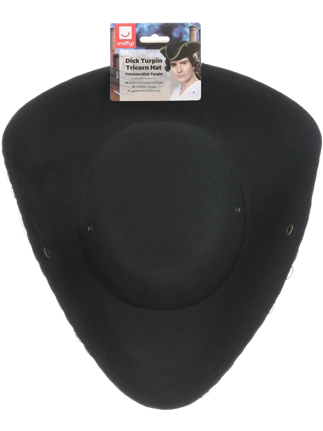 Dick Turpin Tricorn Hat Black Felt Pirate Costume Accessory