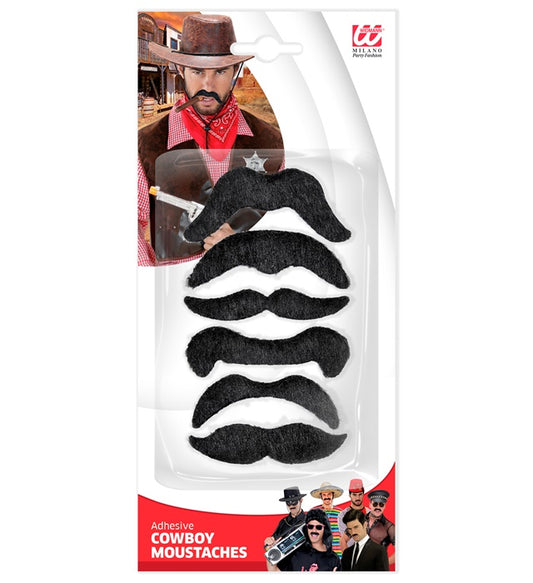 Set Of 6 Cowboy Moustaches