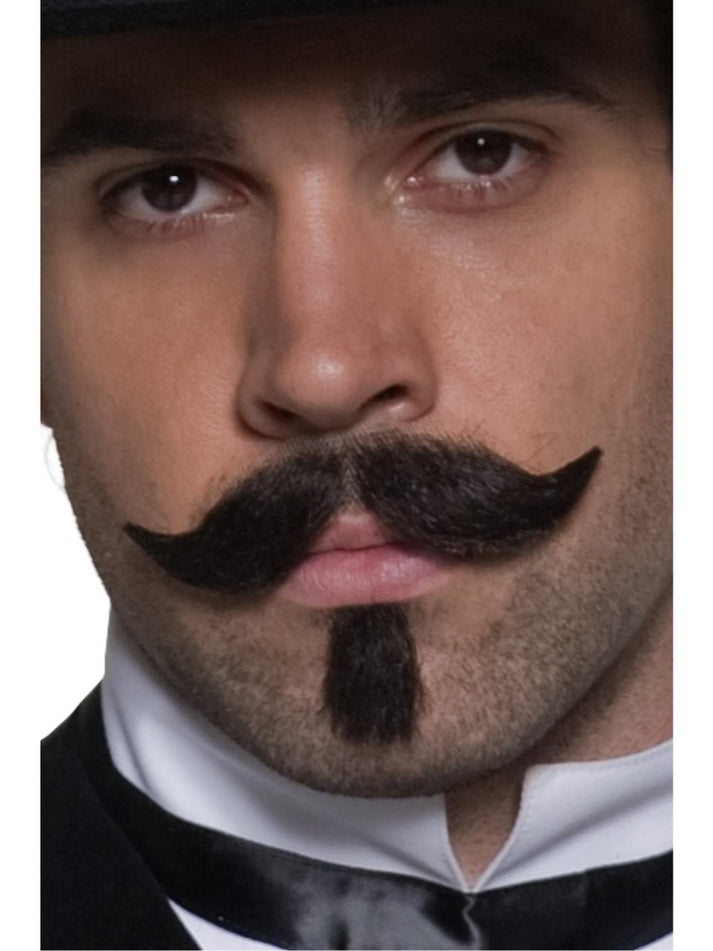 Authentic Western Gambler Moustache Small Beard Brown Adult Costume Accessory