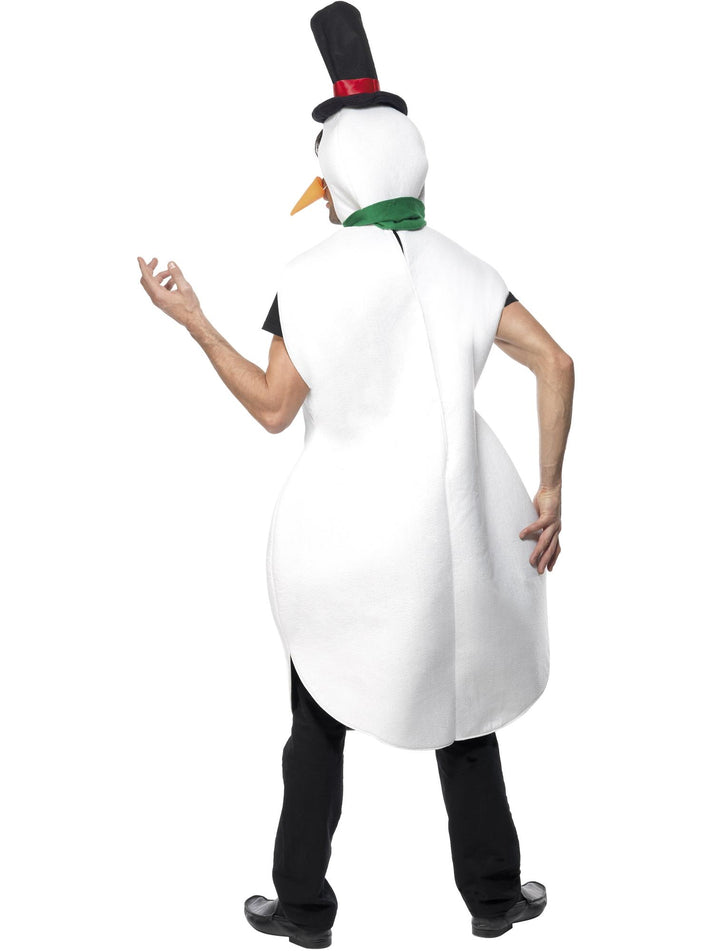 Snowman Costume Adult White Tabard Green Scarf Black Hat and Carrot Nose