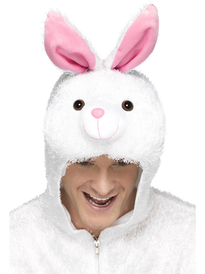Bunny Costume Adult White Jumpsuit with Pink Ears
