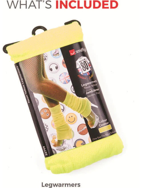Neon Yellow Legwarmers 1980s Adult Costume Accessory