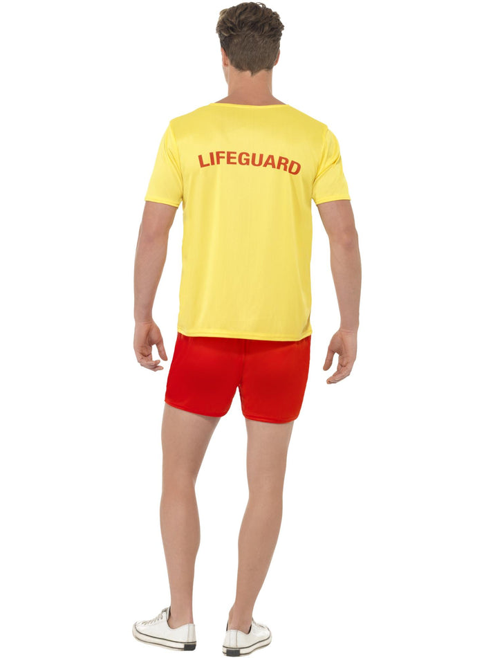 Baywatch Mens Beach Costume Adult Yellow Top and Red Shorts