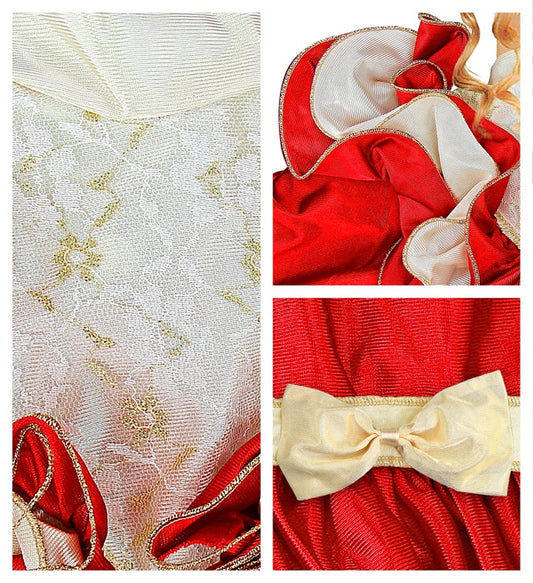 Clementina Dress With Wire Hoop, Ribbon Belt, Hat