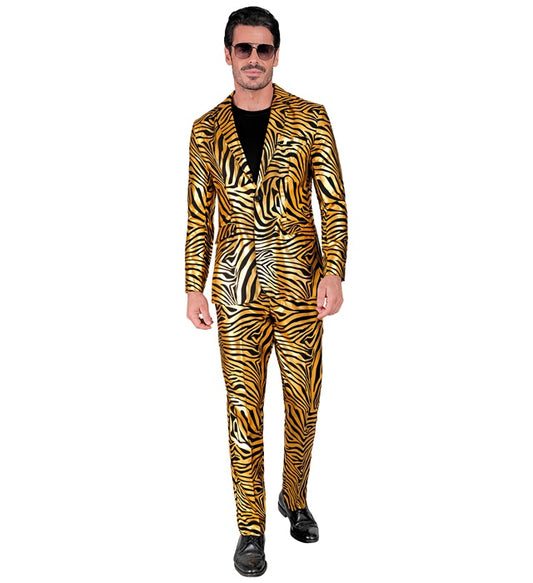 Gold Animalier Party Fashion Suit Jacket, Pants