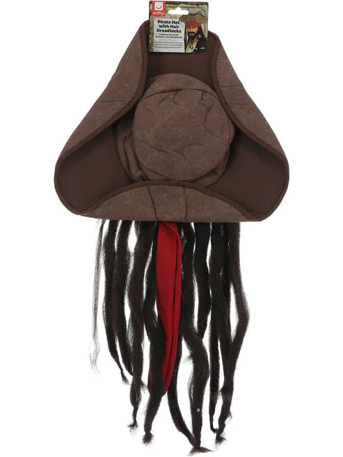 Pirate Hat with Hair Dreadlocks Jack Sparrow Costume Accessory