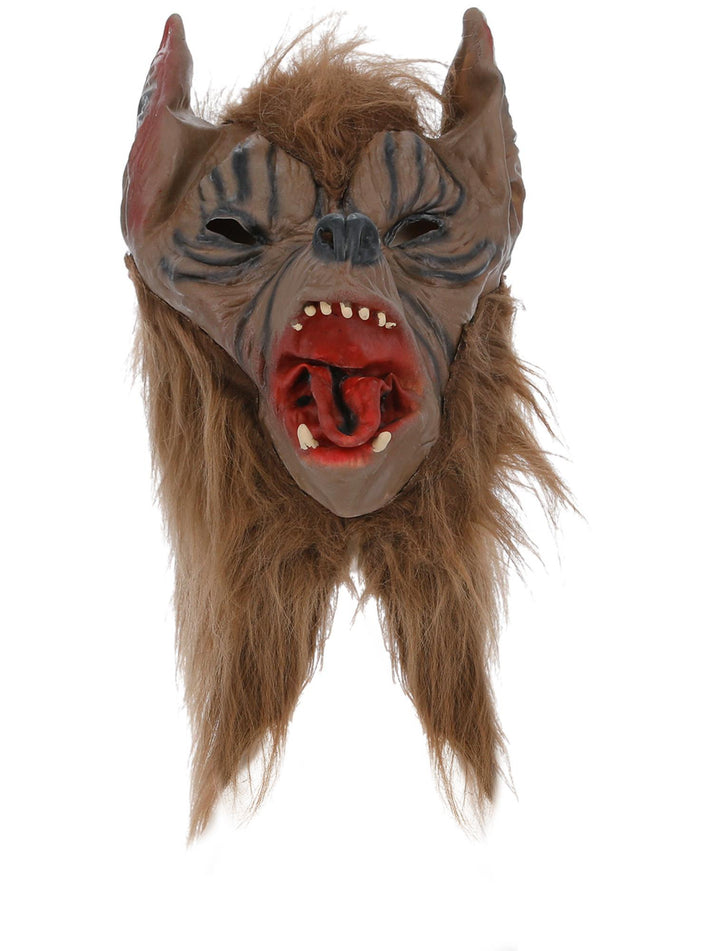 Wolf Mask Adult Brown Fur Overhead Latex Horror Costume Accessory