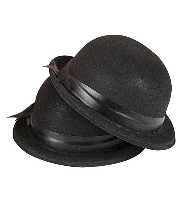 Flocked Top Hat & Bowler Hat With Decorative Ribbon