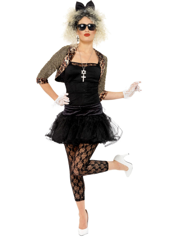 80s Wild Child Adult Costume Jacket Top Tutu Leggings Gloves and Headband