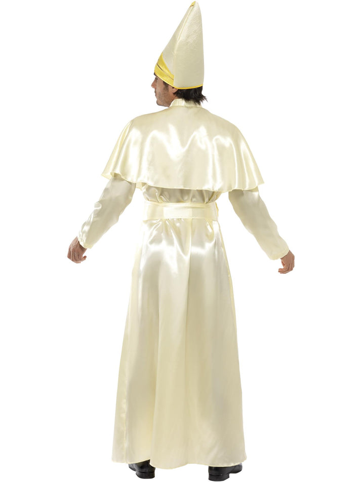Pope Costume Adult Cream Robe Sash Hat Necklace Cape