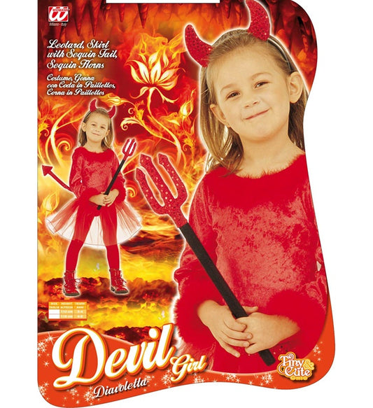 Devil Leotard With Feather Trim, Skirt With Sequin Tail, Sequin Horns