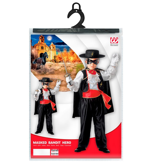 Masked Bandit Hero Shirt With Jabot, Vest, Pants, Belt, Cape, Eyemask