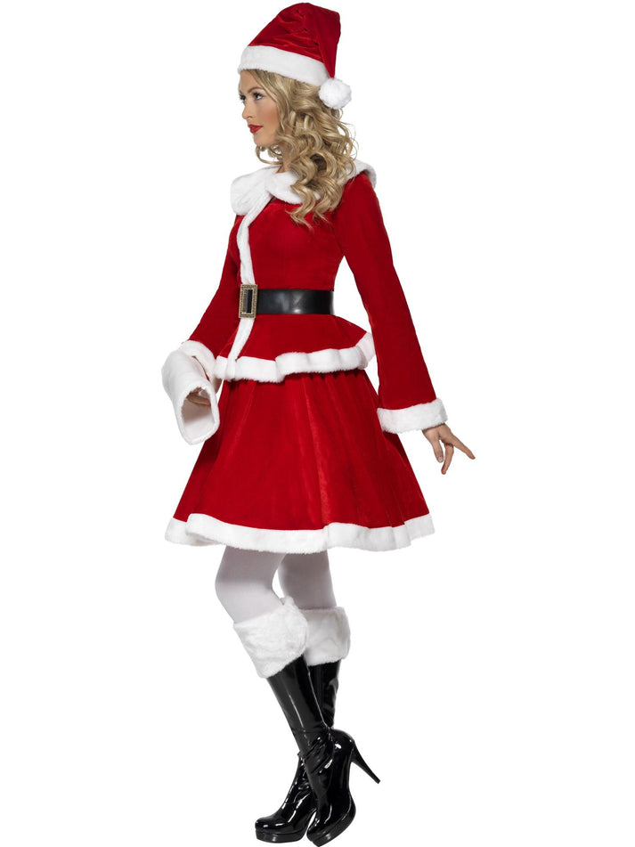 Miss Santa Costume Red Jacket Skirt Hat Belt and Muff