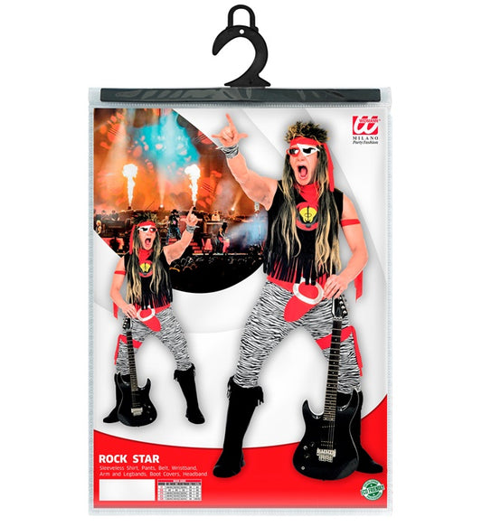 Rock Star Sleeveless Shirt, Pants, Belt, Wristband, Arm And Legbands, Boot Covers, Headband