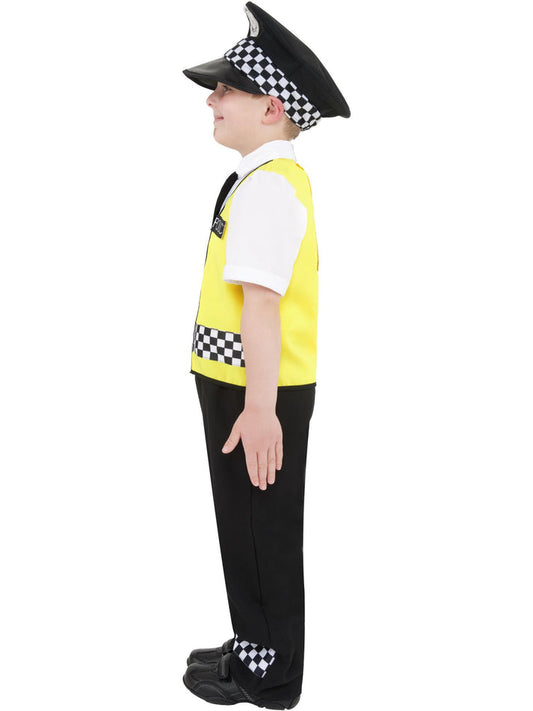 Police Boy Costume Kids Yellow Top Black Trousers Hat and Radio Set 2