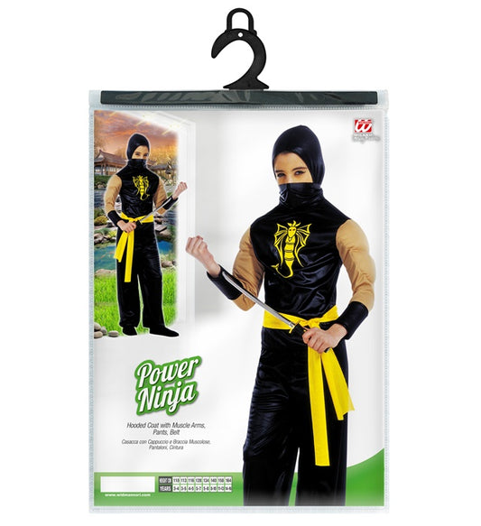 Power Ninja Hooded Coat With Muscle Arms, Pants, Belt