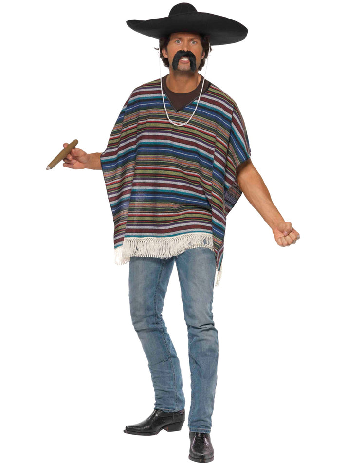 Authentic Looking Poncho Adult Mexican Costume Accessory