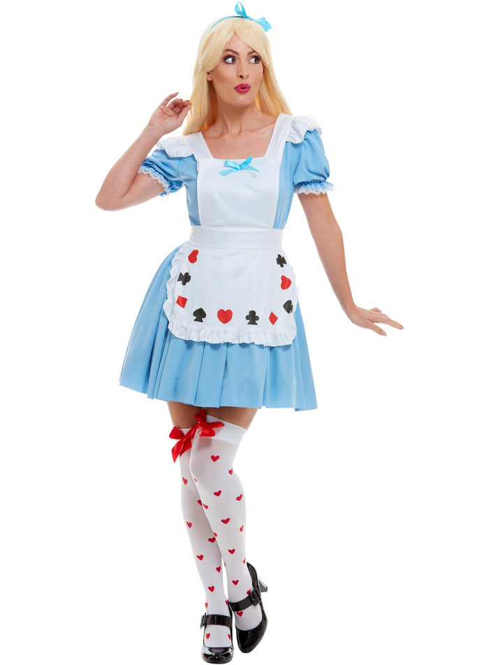 Deck of Cards Girl Costume Ladies Blue Dress Alice in Wonderland Style