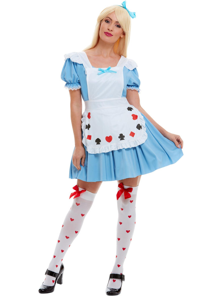 Deck of Cards Girl Costume Ladies Blue Dress Alice in Wonderland Style
