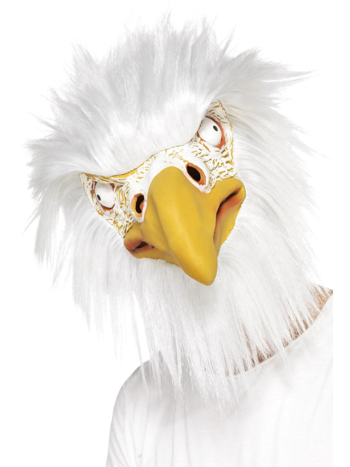 Eagle Mask Full Overhead Adult White Latex with Imitation Fur Costume Accessory