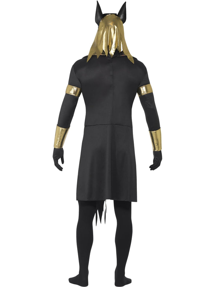 Anubis The Jackal Adult Black and Gold Tunic Collar Arm Cuffs Armbands and Latex Mask