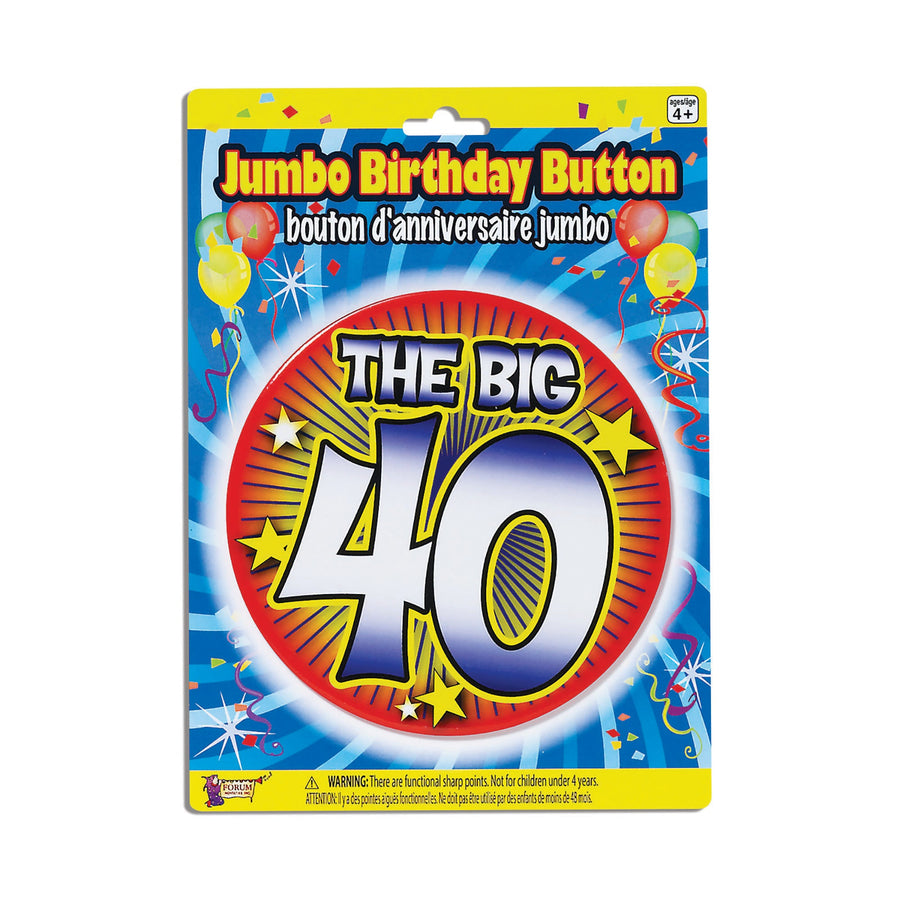 40th Birthday Jumbo Badge Button Pin_1