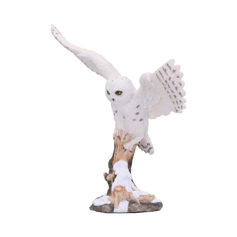 Snowfall Majestic Owl In Winter Scene 18cm