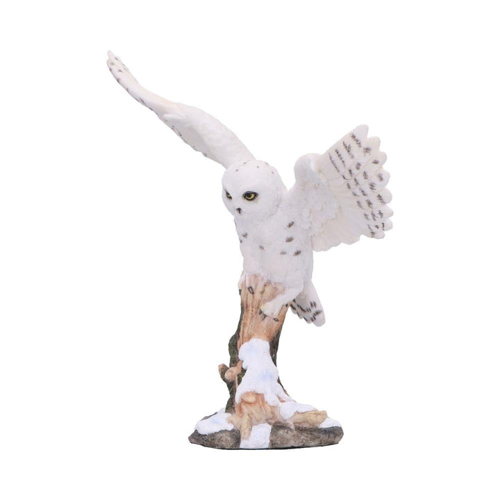 Snowfall Majestic Owl In Winter Scene 18cm
